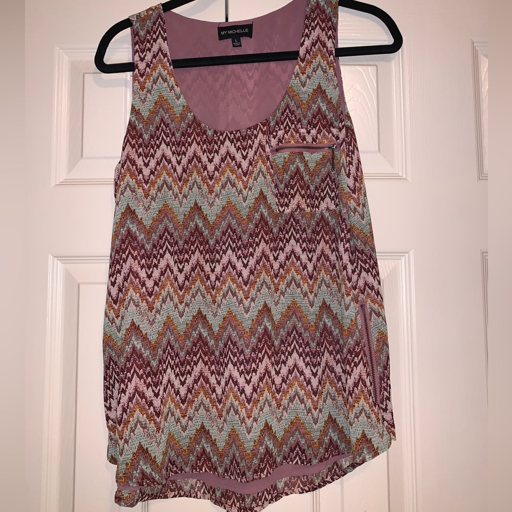 My Michelle Women's Multicolor Zigzag Tank Top